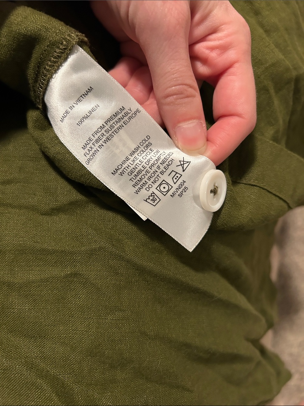 Quince Olive Green Button-Down Midi Dress - Picture 2 of 3